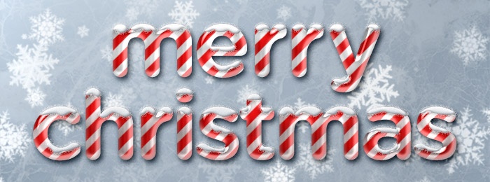 Snow Covered Candy Cane Text Effect
